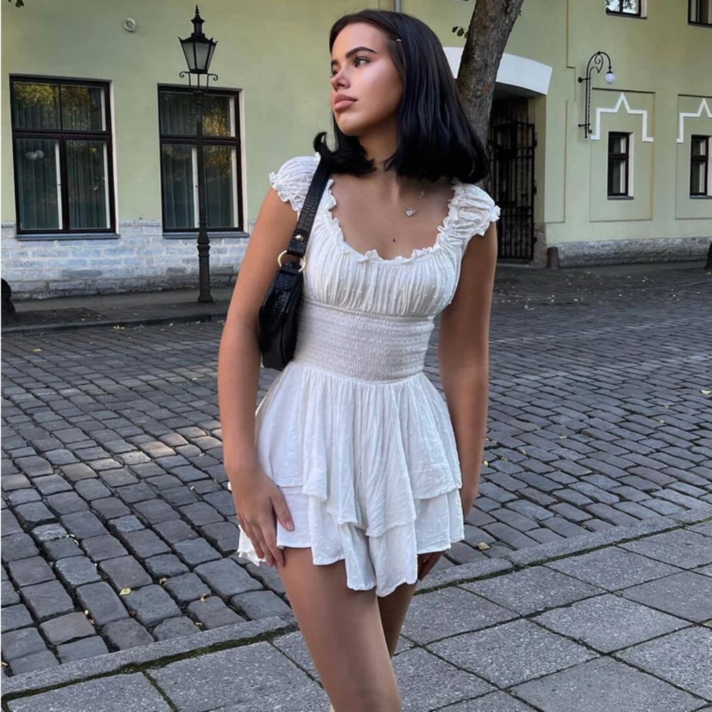 Princess Polly THE LOVE GALORE ROMPER WHITE